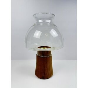 Vintage Dansk International Designs Teak Wood & Brass Candle Holder w Globe MCM